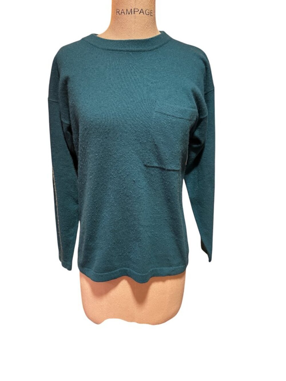 Neiman Marcus 100% Cashmere Sweater Small Green Crewneck Luxe Soft Minimalist